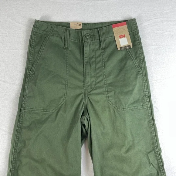 Levi's Women's Utility Pants Olive Green High Rise Wide Leg Cargo Style 12 31x27 - Picture 3 of 4